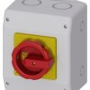 Rozłącznik główny/awaryjny w obudowie 3P 63A 22kW AC23A 400V styki pom 1Z 1R pokrętło żółto-czerwone 3LD2565-1GP53