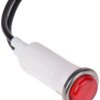 Lampka kontrolna do montażu panelowego 230V ac, czerwona 12.7mm Neonowy Chrom Wyprowadzenia Arcolectric (Bulgin) Ltd