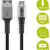 49273 Sync and charging cable, USB-A -> micro B, 0.5 m, textile, black