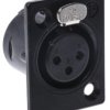 Złącze XLR 3 -pinowe Montaż na panelu Żeński Czarny metaliczny