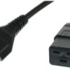 Device connection cable, Italy, plug type L, straight on C19 socket, straight, H05VV-F3G1.5 mm², black, 2.5 m, I/3/16-H05VVF3G15