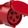 CEE surface-mounted socket, 5 pole, 32 A/400 V, red, 6 h, IP44/IP54, 325-6TT