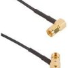 Coaxial cable, SMA plug (angled) to SMA plug (angled), 50 Ω, RG-174/U, grommet black, 457 mm, 135104-02-18.00
