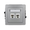 DECO Gniazdo telefoniczne podwójne 2xRJ11 4-stykowy beznarzędziowe srebrny metalik 7DGT-2 KARLIK