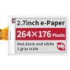Waveshare 2.7inch E-Paper (B) E-Ink Raw Display, 264×176, Red / Black / White, SPI, without PCB