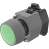 Pushbutton, illuminable, groping, waistband round, green, front ring gray, 704.030.5