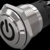 Vandal-proof pushbutton, silver, unlit , mounting Ø 19 mm, IP65/IP67, 82-5161.1000.B002