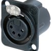 XLR panel socket, 4 pole, silver-plated, 1.5 mm², AWG 16, zinc die casting, NC4FD-LX-BAG