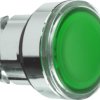 Pushbutton, illuminable, groping, waistband round, green, front ring silver, mounting Ø 22 mm, ZB4BA38