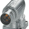Surface mount socket, M17, 4 pole, crimp connection, standard/ONECLICK quick locking system, angled, 1628516