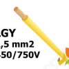 Przewód LGY 1,5 mm2 żółty (450/750V) jednożyłowy linka H07V-K (krążki 100m) G-006008 TELEFONIKA