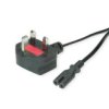 Kabel Zasilający Value Uk Z Płaskim Złączem Euro C7, 2-Biegunowy, Czarny, 1,95 M