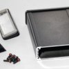 Aluminum RF enclosure, (L x W x H) 120 x 84 x 28 mm, black, IP54, 1457J1202EBK
