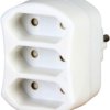3-way adapter, 3 x jacks type C on 1 x plug type E + F, white