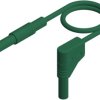 Measuring lead with (4 mm plug, spring-loaded, straight) to (4 mm plug, spring-loaded, angled), 0.25 m, green, PVC, 1.0 mm², CAT