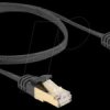 80324 RJ45 flat cable, Cat.6a, S/FTP, braided jacket, 0.5 m, black