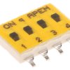 Przełącznik DIP 4-pozycyjny SPST SMD 100 mA przy 24 V DC -40 → +100°C