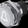 Vandal-proof pushbutton, silver, illuminated  (white), mounting Ø 19 mm, IP65/IP67, 82-6151.1A54.B005