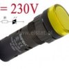Kontrolka AD16-16E, 230V żółta 16mm/39mm