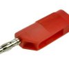 Wtyk bananowy; 4mm; 25.403.1; czerwony; 53mm; przykręcany; wtykany (gniazdo bananowe 4mm); 32A; 60V; mosiądz niklowany; PE; Amas