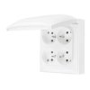 SIMON AQUACLICK Gniazdo poczwórne z uziemieniem klapka w kolorze z przesłonami zaciski śrubowe IP44 biały ACGZ4Z/11 KONTAKT SIMO