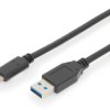 USB 3.1 connection cable, USB plug type C to USB plug type A, 1 m, black, AK-300146-010-S