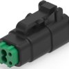 Socket, 4 pole, straight, 2 rows, black, DTMH06-4SC