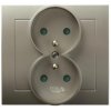 KIER Gniazdo podwójne z/u z przesłonami satyna light GP-2WZP/45