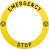 Label, Ø 90 mm, round, for emergency stop/emergency shutdown, ZBY8L330