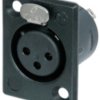 XLR panel socket, 3 pole, gold-plated, metal, NC3FP-B-1
