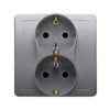 SIMON BASIC Gniazdo podwójne z uziemieniem schuko z przesłonami torów prądowych srebrny mat BGSZ2Z/43 KONTAKT SIMON