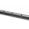 Panel krosowy 19 24x RJ45, LSA pion, kat.6, nieekranowany, 1U,czarny,prowadnica kabli,pola opisowe DN-91624U-CR
