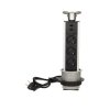 Gniazdo meblowe Ø8cm wysuwane z blatu z ładowarką USB i przewodem 1.8m. 3x2P+Z. 2xUSB OR-AE-1357