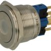 Przełącznik; przyciskowy; tact switch; GQ22PF-11D/Y/12V/S; ON-(OFF)+OFF-(ON); 2 tory; podświetlenie LED 12V; żółty; punkt; monos