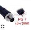 Złącze czujnika 4 piny; wtyk męski M12; PG7
