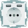 B.3/B.7 Gniazdo SCHUKO z gniazdem ładowania USB 2,4 A samozaciski biały mat 48031909