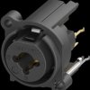 XLR/jack panel mount socket, 3 pole, gold-plated, polyamide, NCJ10FE-V-0
