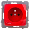 KARO Gniazdo pojedyncze z/u DATA z przesłonami czerwone GP-1SZDP/m/00