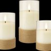 77773 Set of 3 LED real wax candles, white with hemp, warm white, time
