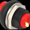 Pushbutton, 1 pole, red, unlit , 0.12 A/125 VAC, 0.2 A/50 VDC, 13.6 mm, IP68, 2-2329328-2