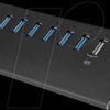 LC-HUB-ALU-2B-7 USB 3.0 hub, 6+1 port, black, including power supply unit