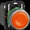 XB5AW35B5 Illuminated pushbutton, Harmony XB5, plastic, orange, 22 mm, 1 N