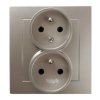 AS Gniazdo podwójne z uziemieniem z funkcją niezamienności faz kompletne z ramką satyna light GP-2GC/45 OSPEL