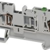 Knife disconnect terminal block, 3 pole, 0.8-4.0 mm², clamping points: 2, gray, spring balancer connection, 20 A, NSYTRR23SC