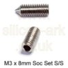 M3 x 8mm stainless steel cone socket set screw