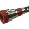Gniazdo bananowe; 4mm; 24.241.1; czerwony; konektor 4,8mm; 28mm; 24A; 60V; mosiądz cynkowany; PA; Amass; RoHS
