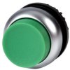 Pushbutton, unlit, groping, waistband round, green, front ring silver gray, mounting Ø 22.5 mm, 216643