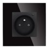 Gniazdko elektryczne z watomierzem - sterowanie WiFi + Bluetooth - szklana ramka - czarne - Tawoia Smart Home