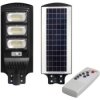 Lampa LED solarna uliczna czarna 150W 6000K zimna IP65 czujnik ruchu i zmierzchu + pilot