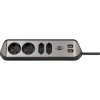 Listwa zasilająca 4 gniazda + 2× USB, 16 A, 3G1,5, narożna, z uziemieniem, srebrno-czarna, Brennenstuhl Estilo
